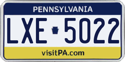 PA license plate LXE5022
