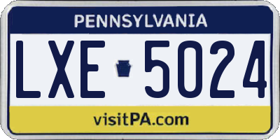 PA license plate LXE5024