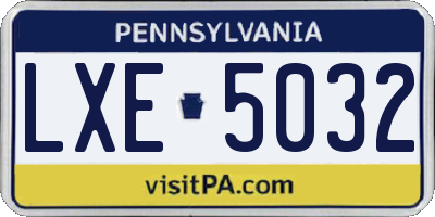 PA license plate LXE5032