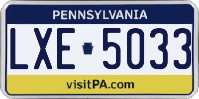 PA license plate LXE5033