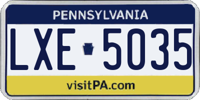 PA license plate LXE5035