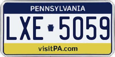 PA license plate LXE5059