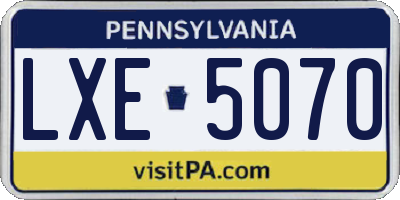 PA license plate LXE5070