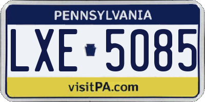 PA license plate LXE5085