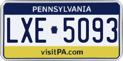 PA license plate LXE5093