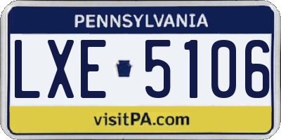 PA license plate LXE5106