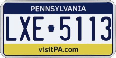 PA license plate LXE5113