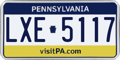 PA license plate LXE5117