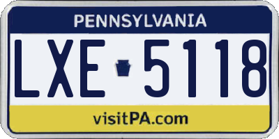 PA license plate LXE5118