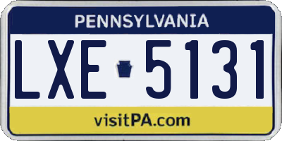 PA license plate LXE5131