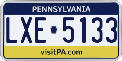 PA license plate LXE5133
