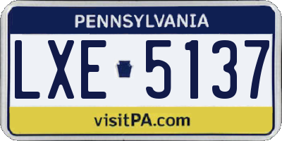 PA license plate LXE5137