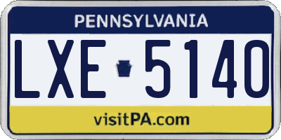 PA license plate LXE5140