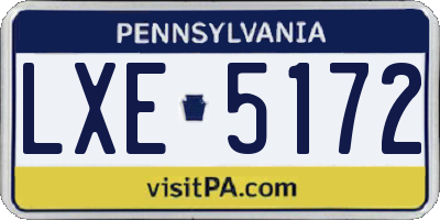 PA license plate LXE5172
