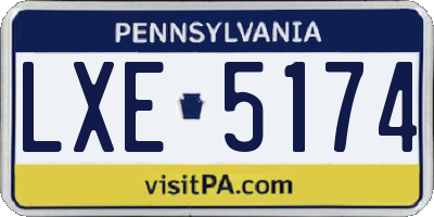 PA license plate LXE5174