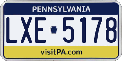 PA license plate LXE5178