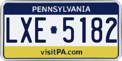 PA license plate LXE5182