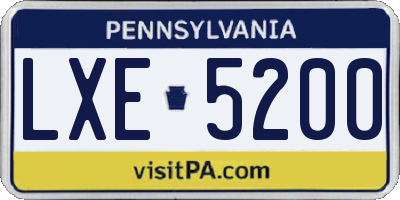 PA license plate LXE5200