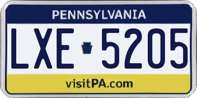PA license plate LXE5205