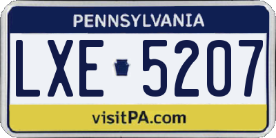 PA license plate LXE5207