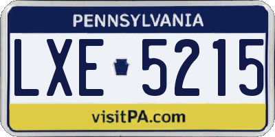 PA license plate LXE5215