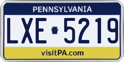 PA license plate LXE5219