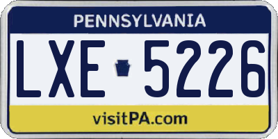 PA license plate LXE5226
