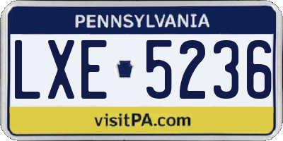 PA license plate LXE5236