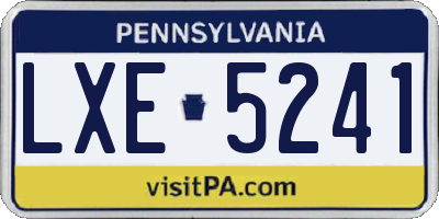 PA license plate LXE5241