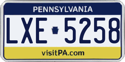PA license plate LXE5258