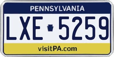 PA license plate LXE5259