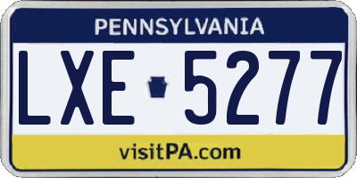 PA license plate LXE5277