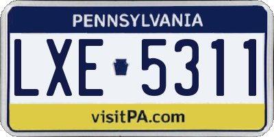 PA license plate LXE5311