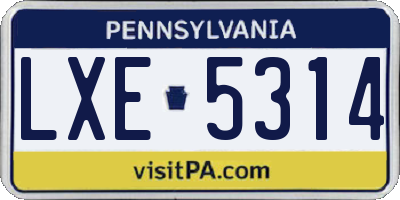 PA license plate LXE5314