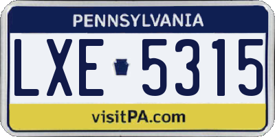 PA license plate LXE5315