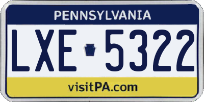 PA license plate LXE5322