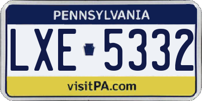 PA license plate LXE5332