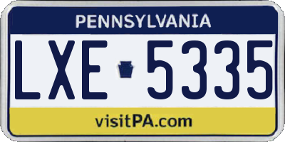 PA license plate LXE5335