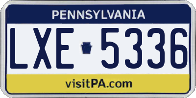 PA license plate LXE5336
