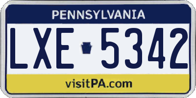 PA license plate LXE5342