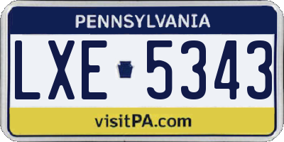 PA license plate LXE5343