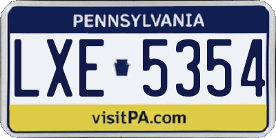 PA license plate LXE5354