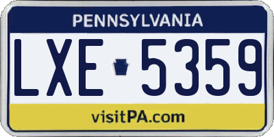 PA license plate LXE5359