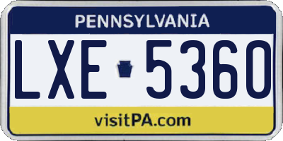 PA license plate LXE5360