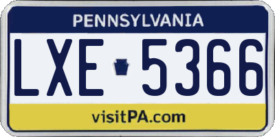 PA license plate LXE5366