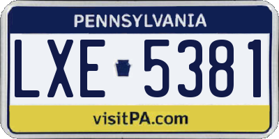 PA license plate LXE5381
