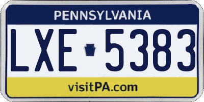 PA license plate LXE5383
