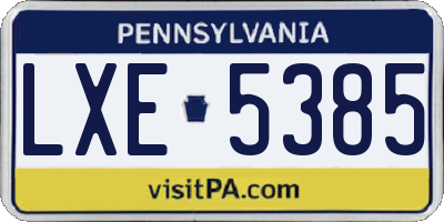 PA license plate LXE5385
