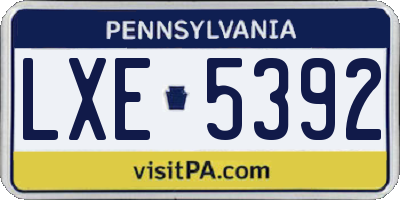 PA license plate LXE5392