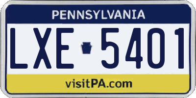 PA license plate LXE5401